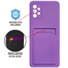 Capa para Samsung Galaxy A72 - Emborrachada Case Card Roxa